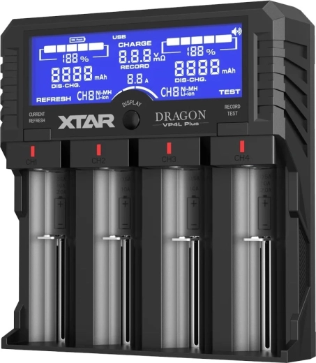 XTAR dragon VP4L plus Li-ion és Ni-MH akkumulátortöltő
