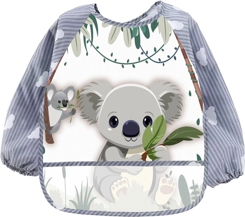 KRUZZEL vízálló, hosszú ujjú gyermek előke zsebbel – koala