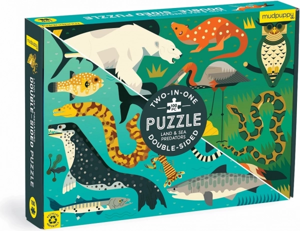 Kétoldalas puzzle Mudpuppy Földi és tengeri ragadozók