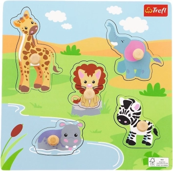 Fából készült mini kirakó Safari – 5 db