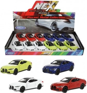 Fém autómodell Welly BMW M4 12 cm visszahúzós meghajtással