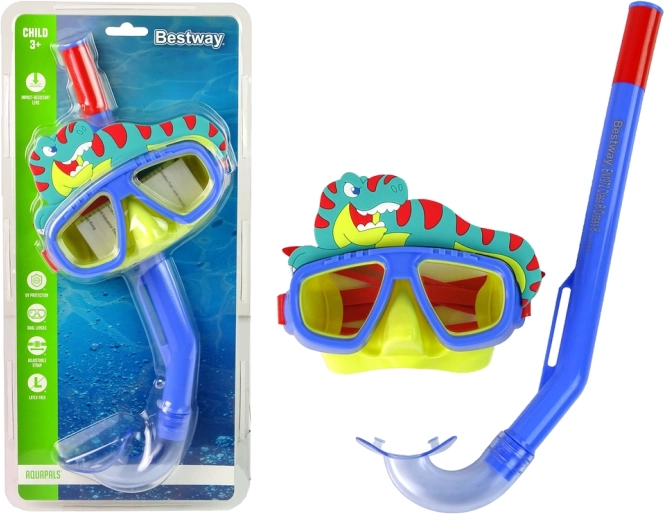 Gyermek búvárkészlet snorkellel – állatkás, kék Bestway – Kék