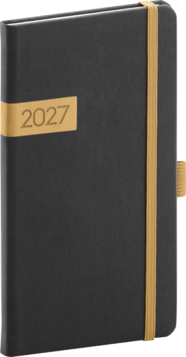 Notique Twill 2027 zsebnapló fekete-arany 9 x 15,5 cm