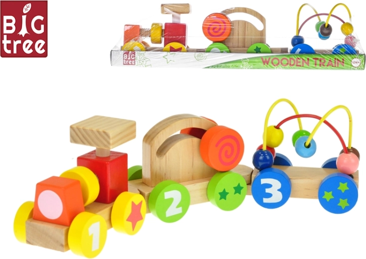 Fa húzós vonat vagonokkal 33 cm – oktatójáték 12 hónapos kortól