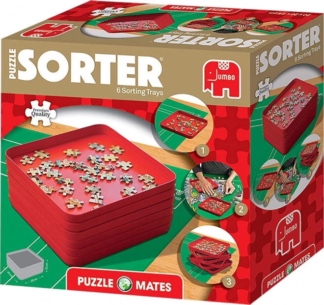 Puzzle-válogató készlet – 6 tálka, piros, 20 × 20 cm JUMBO PUZZLE MATES