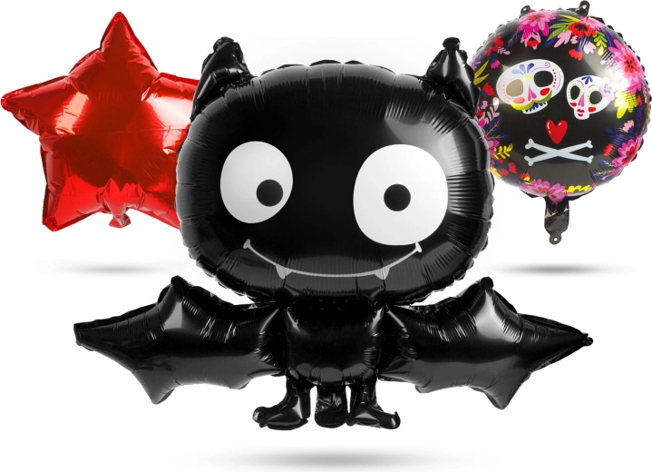 Halloween-i fólia lufi szett denevér motívummal – 5 darab