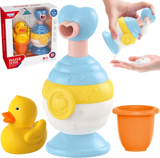 Fürdőszett kacsával, pohárral és szappanhabosító adagolóval – WOOPIE Baby