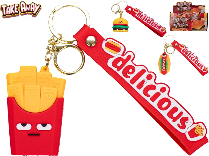 Gyorsételes „take away” kulcstartó (4–7 cm)