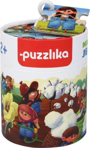 Puzzlika farmernadrág készítése – oktató történetkirakó gyerekeknek, 15 darab