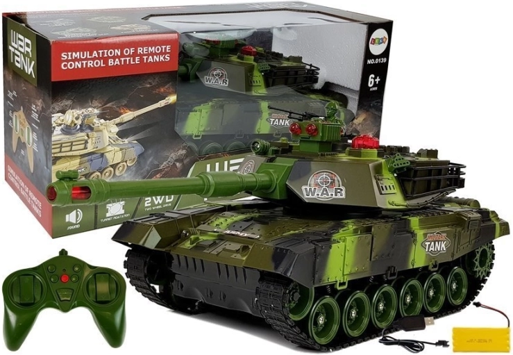nagy RC tank 2,4 GHz fénnyel és hangokkal, zöld
