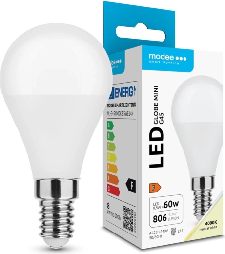 Modee LED izzó Globe Mini G45 8,5 W E14 806 lm semleges fehér