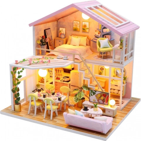 Miniatűr házikó A nyugalom otthona LED világítással