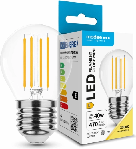 Modee Filament Globe Mini G45 4 W E27 LED izzó, 430 lm, meleg fehér