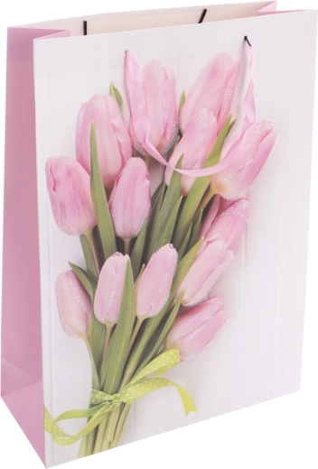 Ajándék papírtáska tulipán mintával 44 × 12 × 32 cm