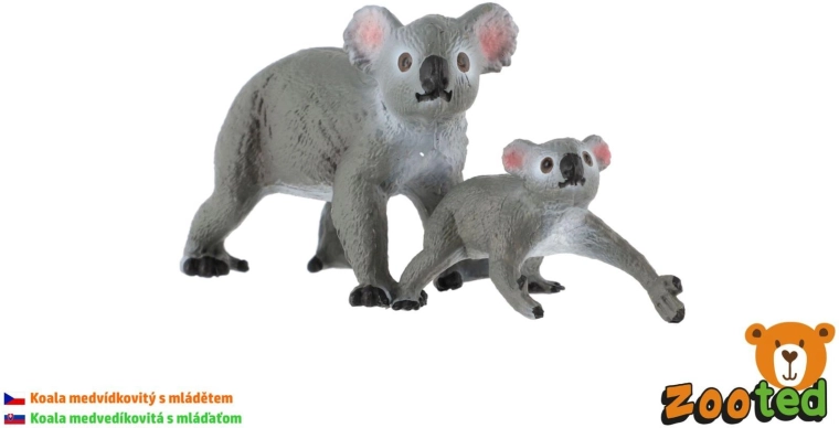 Zooted koalás figura kölyökkel, 13 cm - 1 darab