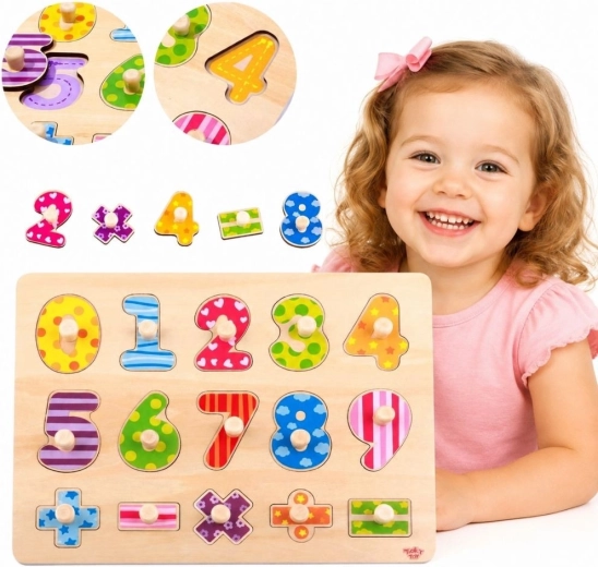 Tooky Toy fa berakós puzzle számokkal és matematikai jelekkel