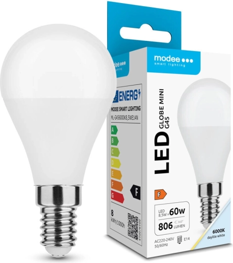 Modee LED izzó Globe Mini G45 8,5 W E14 806 lm hideg fehér