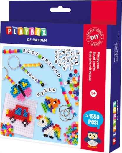 PLAYBOX vasalható gyöngyök – gyöngy-, karkötő- és medálkészítő készlet, 1550 db