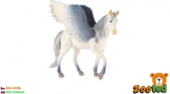 Fehér–szürke pegazus – műanyag figura 14 cm