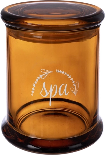 SPA stílusú, borostyánszínű üveg kozmetikai tégely 330 ml, fedéllel
