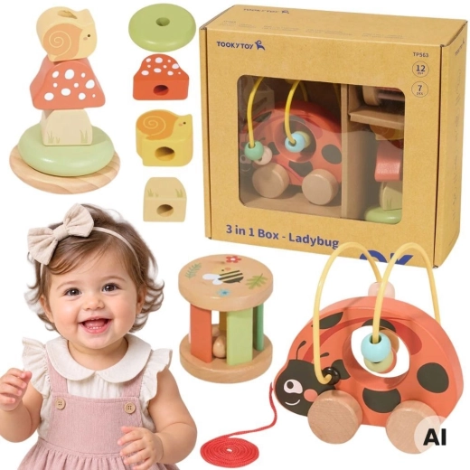 Fa oktató szett katica 3 az 1-ben (8 darab) TOOKY TOY