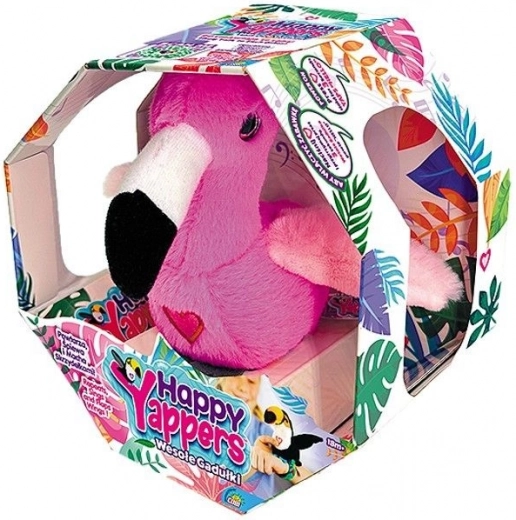 Interaktív plüss flamingó Happy Yappers – beszélő és mozgó játék USB-vel