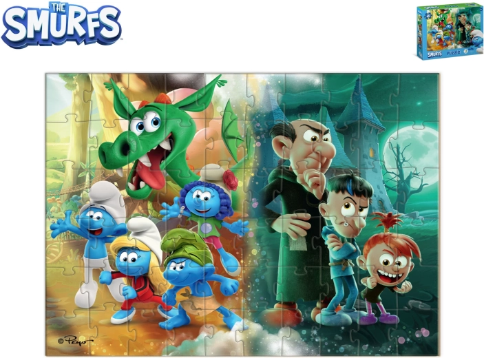 Hupikék törpikék gyerek puzzle Sárkány 60 darabos