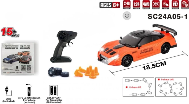 RC drift autó távirányítós vezérléssel 4x4
