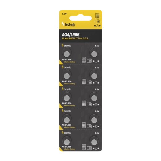 Lúgos gombelemes akkumulátor Technik Platinum AG4 / LR66 / LR626 / 377 1,5 V, 10 db-os csomag