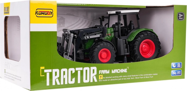 Zöld traktor markolóval