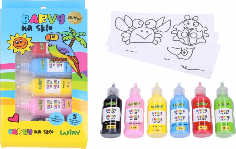 Üvegfestékszett csillámokkal 5+1