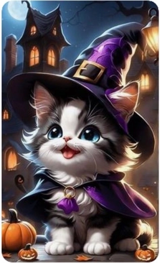 Gyémánt mozaik - Halloween Kiscica