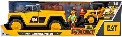 CAT pick-up utánfutóval, kerekes rakodógép és 2 figura