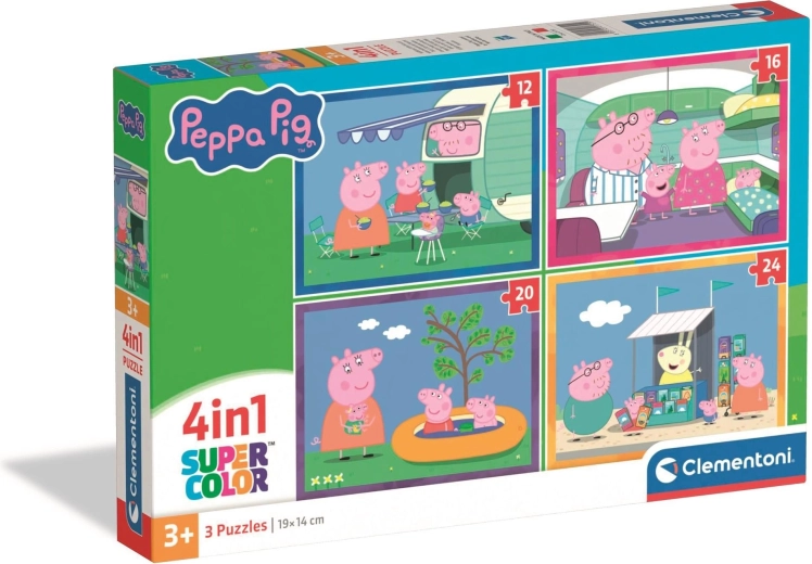 CLEMENTONI Peppa malac kirakó 4 az 1-ben – utazás (12, 16, 20, 24 darab)