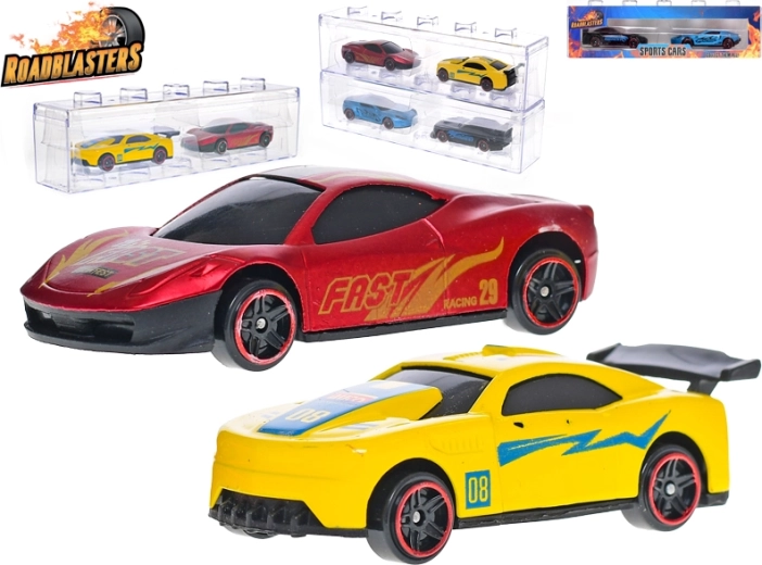 Roadblasters 7 cm-es fémből készült versenyautó készlet dobozban