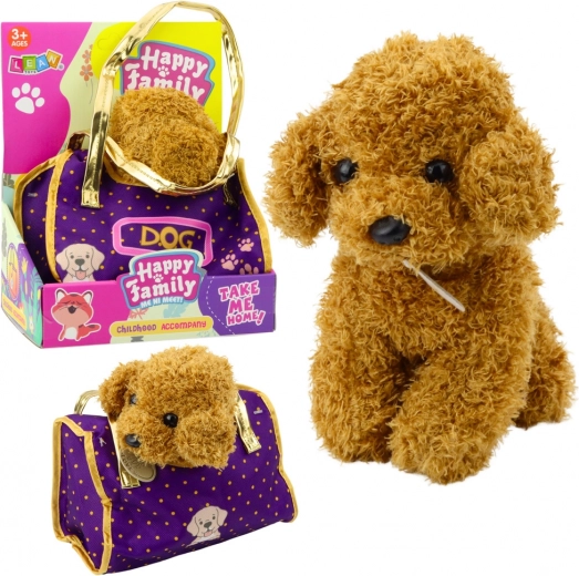 Plüss kutyus kézitáskában barna