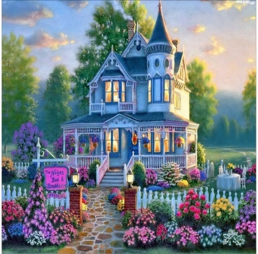 Gyémántkirakó (diamond painting) – villa kerttel 30 × 40 cm - 1 db