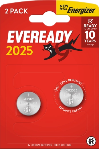 ENERGIZER CR2025 lítium gombelemek, 3 V, 2 db-os csomag