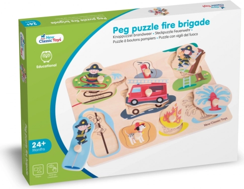 Fa beillesztős puzzle Tűzoltók - 8 db