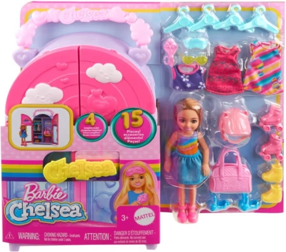 Barbie Chelsea gardrób – baba és 15 kiegészítő