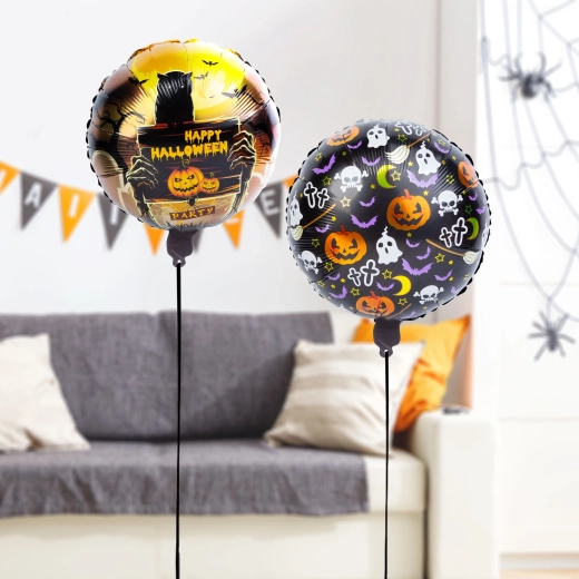 Halloween fólia lufi szett tök és sírkő mintával – 2 darab