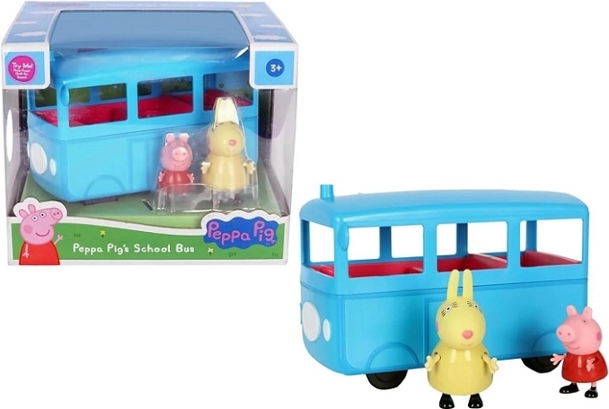 Peppa Pig iskolabusz hanggal, 2 figurával