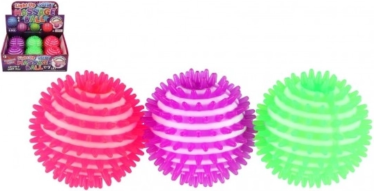 Masszázs antistressz gumilabda fénnyel, 8 cm
