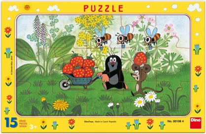 Dino papír puzzle Kisvakond kiránduláson, 15 darab
