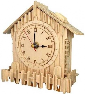 Fa 3D puzzle – házikó alakú óra WOODCRAFT
