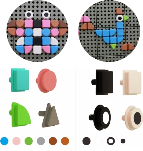 Masterkidz készlet, geometriai formájú csipeszek 64 db-ig a STEM táblákhoz