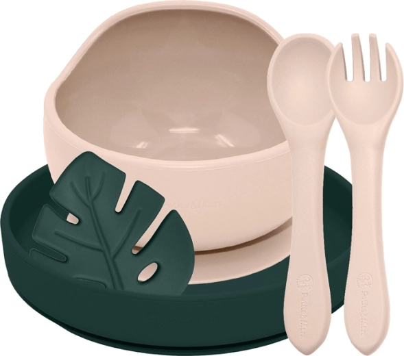 Petite&Mars Take&Match szilikon étkészlet 4 db desert sand / misty green (6 hó+)