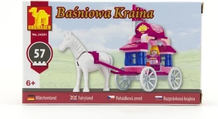 Dromader építőkészlet – mesebeli hintó fehér lóval, 57 darab