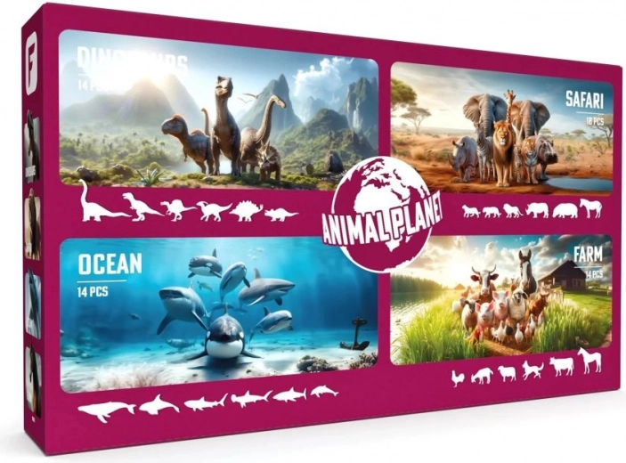 Mega készlet 60 db Faunica Animal Planet Dino/Szafari/Ocean/Farma