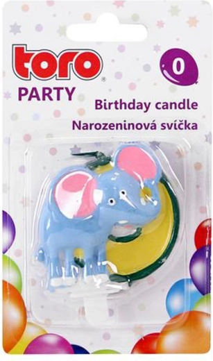TORO 5 cm-es tortagyertya 0 szám elefánttal